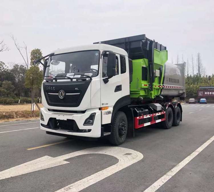 東風(fēng)天龍后雙橋勾臂垃圾車 配套16-18方智能移動(dòng)壓縮垃圾站使用