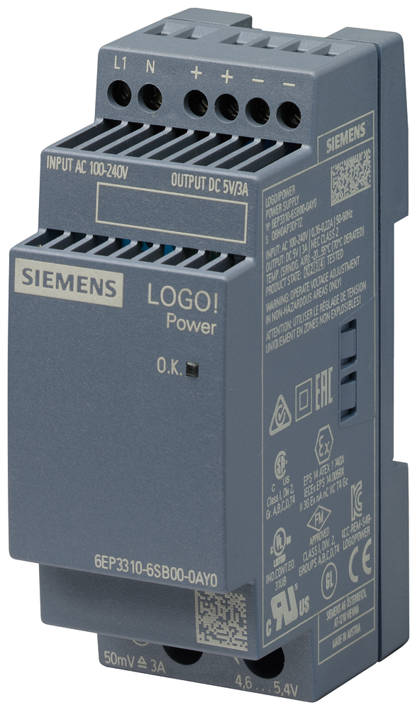 6EP3310-6SB00-0AY0 西門子 徽標！單相 DC 5 V/3 A 調(diào)節(jié)型電源